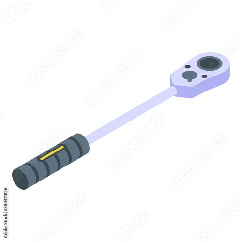 Car mechanic ratchet icon. Isometric of car mechanic ratchet vector icon for web design isolated on white background