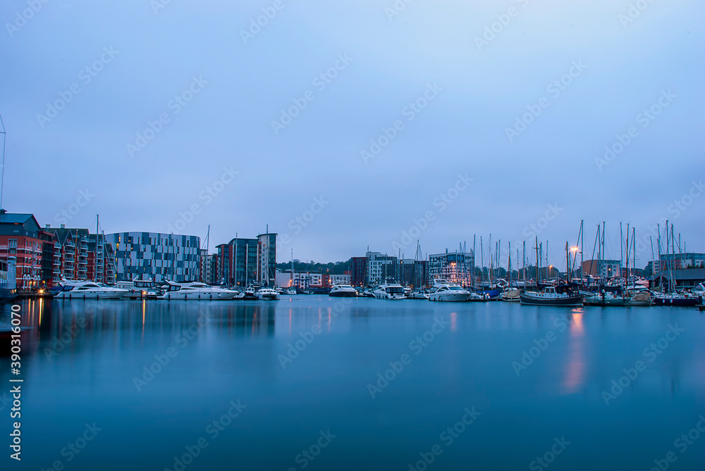 Early morning over the wet dock in Ipswich, UK Early morning over the wet dock in Ipswich, UK