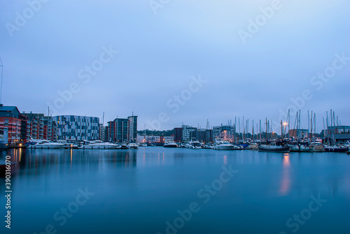 Early morning over the wet dock in Ipswich, UK