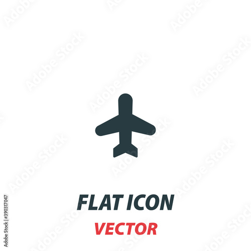 Plane icon in a flat style. Vector illustration pictogram on white background. Isolated symbol suitable for mobile concept, web apps, infographics, interface and apps design