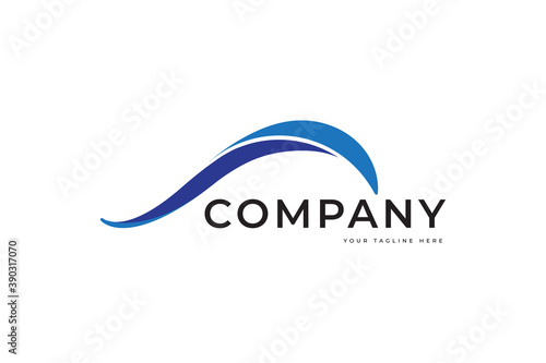 elegant wave logo identity element for your company with blue color design vector graphic