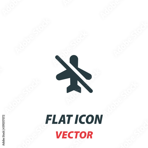 no flying prohibit icon in a flat style. Vector illustration pictogram on white background. Isolated symbol suitable for mobile concept, web apps, infographics, interface and apps design