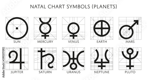 Natal Chart Symbols (Planets) - shaping process