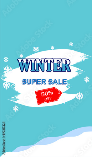 Winter big sale banner for product promotion. seasoning discount offer background