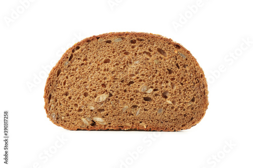 Slice of rye bread isolated on white background
