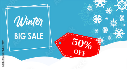Winter big sale banner for product promotion. seasoning discount offer background