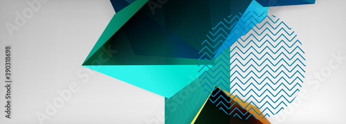 Low poly 3d geometric shapes, minimal abstract background. Vector illustrations for covers, banners, flyers and posters and other