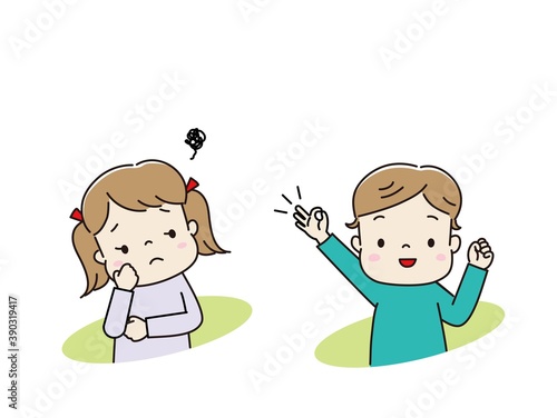 できた！と喜ぶ子とわからなくて考え込む子