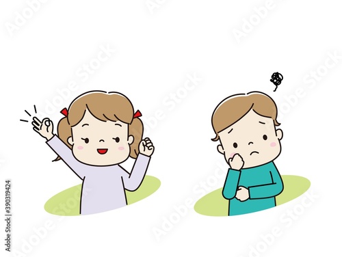 できた！と喜ぶ子とわからなくて考え込む子