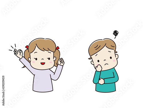できた！と喜ぶ子とわからなくて考え込む子