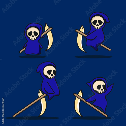 set of funny grim reaper vector