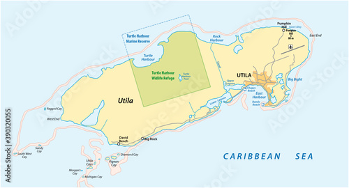 vector map of the Honduran Caribbean island of Utila, Honduras