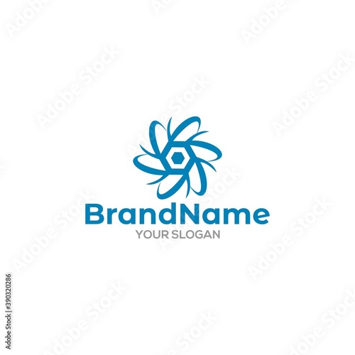 Wind Hexagon Logo Design Vector