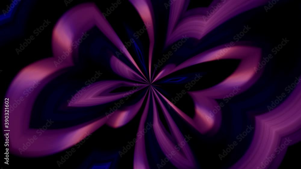 Blue and pink neon glowing curved wavy lines abstract black background ...