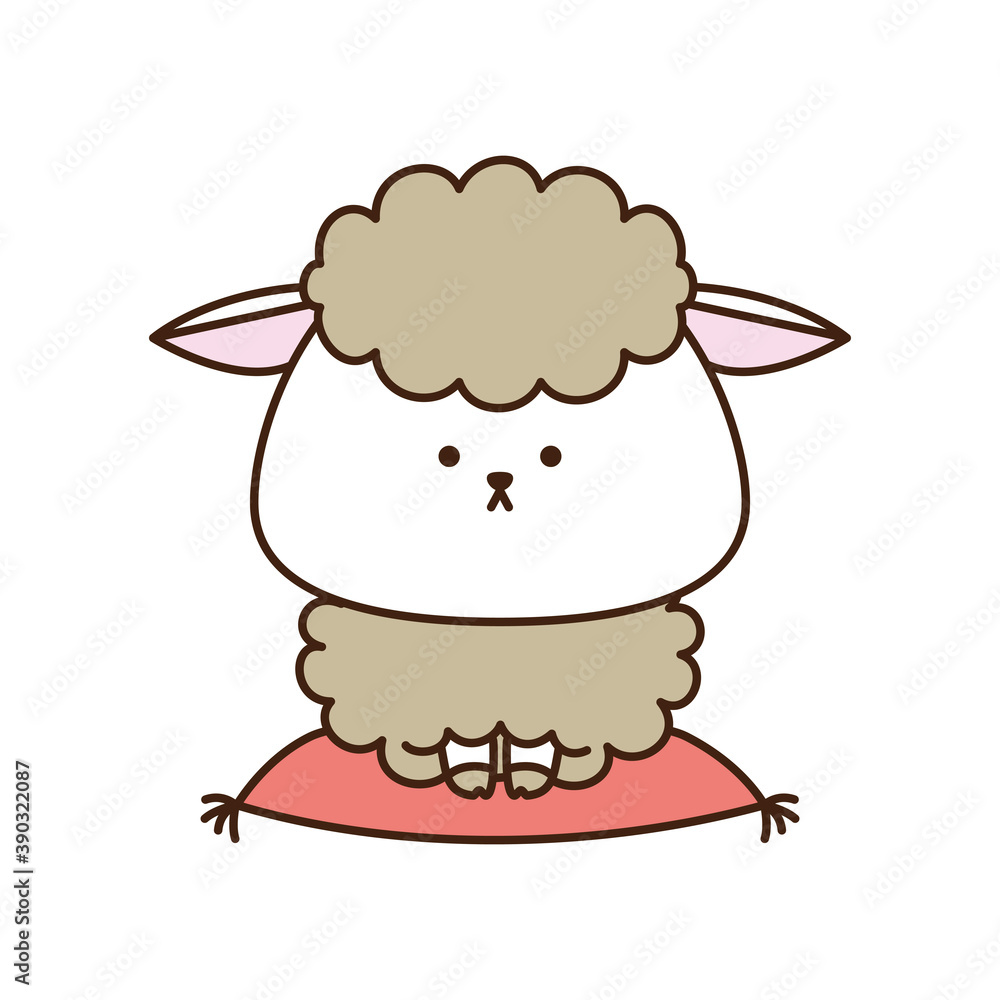 干支年賀状に使える干支(未)が座布団に座っているイラスト 干支年賀状に使える干支(未)が座布団に座っているイラスト