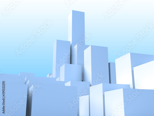 高層ビル群、メトロシティーの3Dモデルのイラスト。
