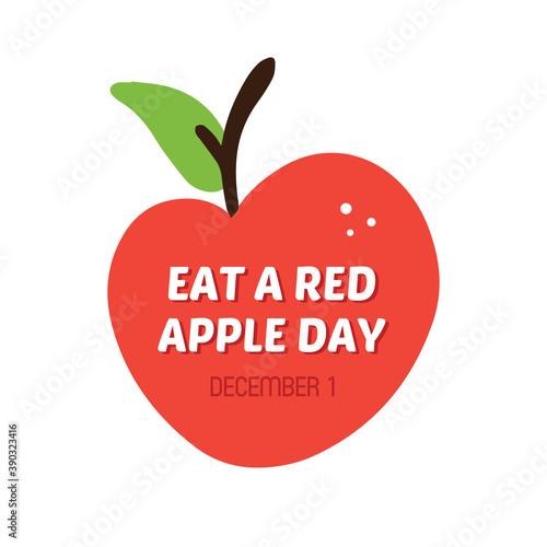Vector cartoon style card for Eat a red apple day celebration.
