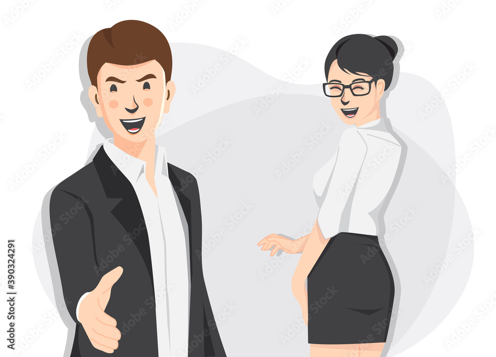 Businesswoman and businessman teamwork ,Vector illustration cartoon character Businesswoman and businessman teamwork ,Vector illustration cartoon character