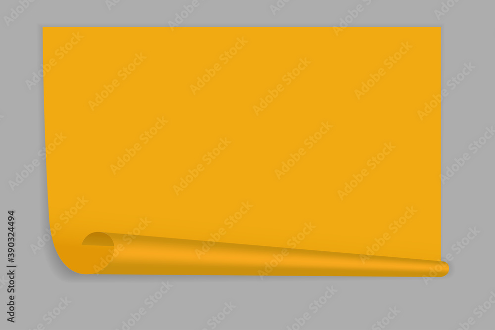 Yellow blank paper sticker with bent corner Yellow blank paper sticker with bent corner