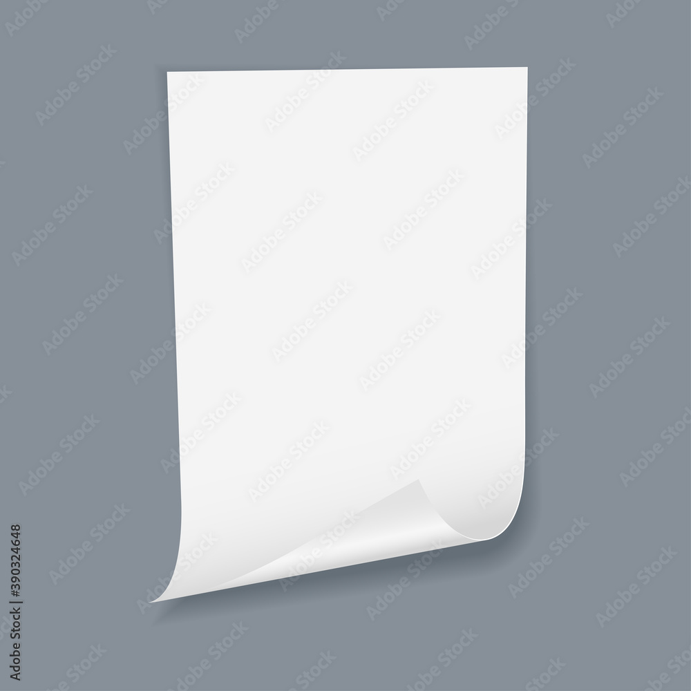 White blank paper sticker with bent corner White blank paper sticker with bent corner