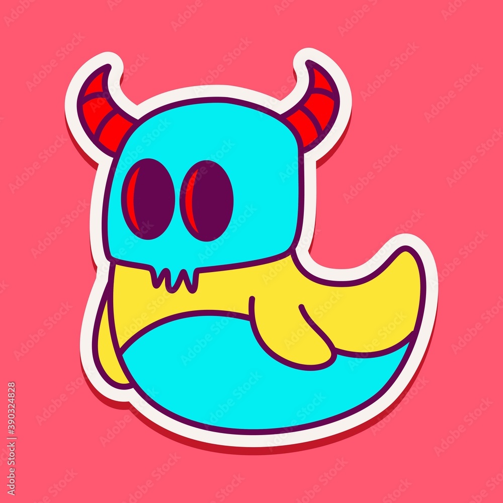 kawaii doodle cartoon monster designs for wallpaper, stickers, coloring books, pins, emblems, logos and more