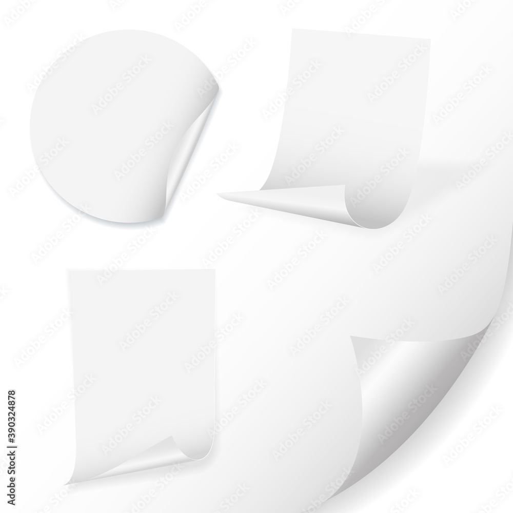 White sticker mock ups. Round and square shape White sticker mock ups. Round and square shape