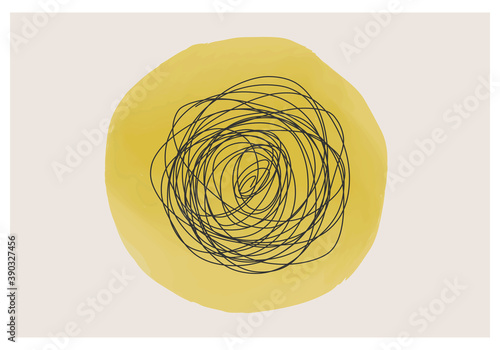 Minimal 20s geometric design poster, vector template with primitive shapes