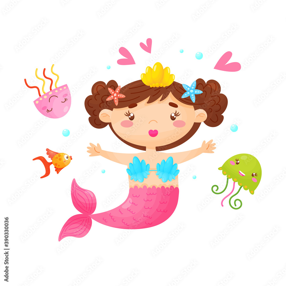 Cute little mermaid on an isolated background Cute little mermaid on an isolated background