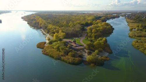 Aerial view on Kumzhenskaya grove, Don and Dead Donets. Rostov-on-Don. Russia