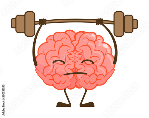 Brain emoticon training, pumping muscle, doing workout