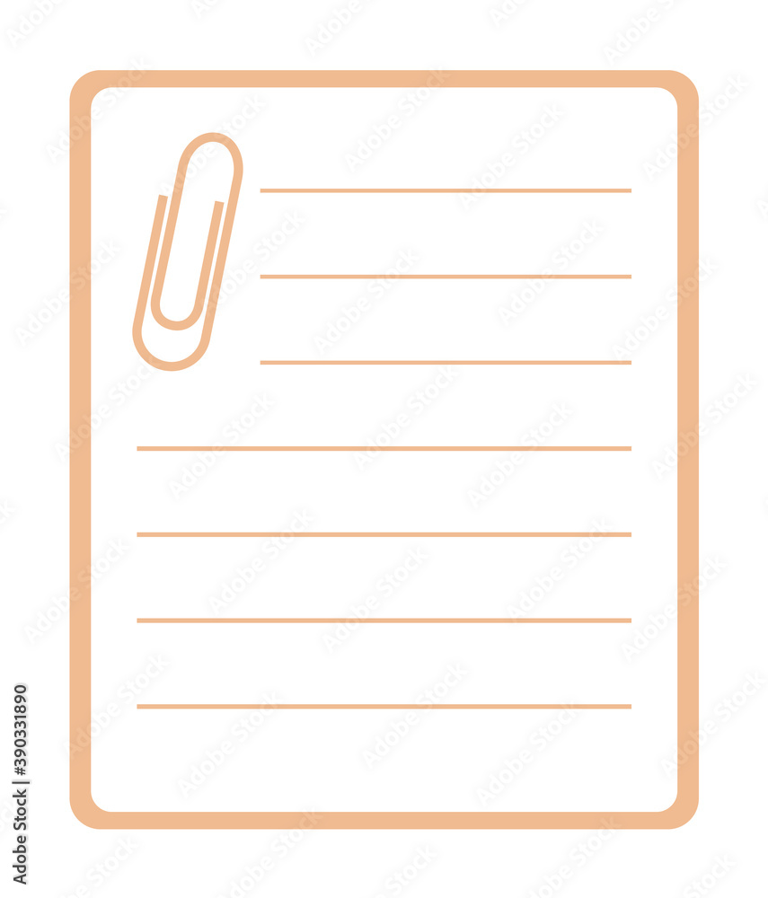 Lined notebook, diary page sticker on white background Lined notebook, diary page sticker on white background