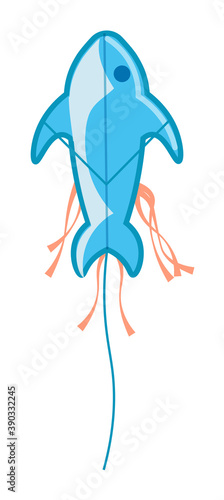 Cartoon toy fish kite isolated on white background