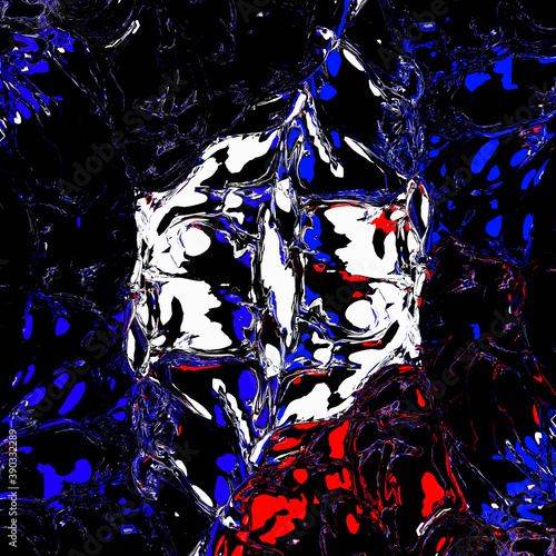 Blue, Red, Black, and White Abstract Background. Complicated, Messy, and Chaotic Texture. It is like a star and space Abstract Background Image