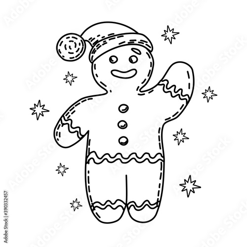 Gingerbread man coloring book. Christmas and new year. Vector. Isolated background.