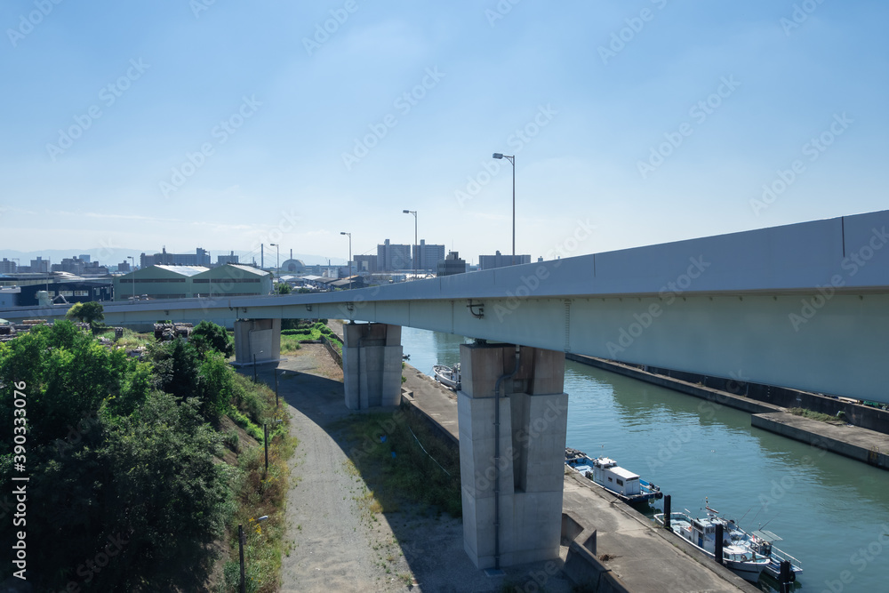 新木津川大橋へ続くアプローチ高架道路・住之江側
