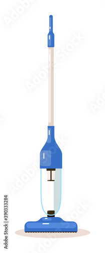 Vertical battery-powered vacuum cleaner isolated on white