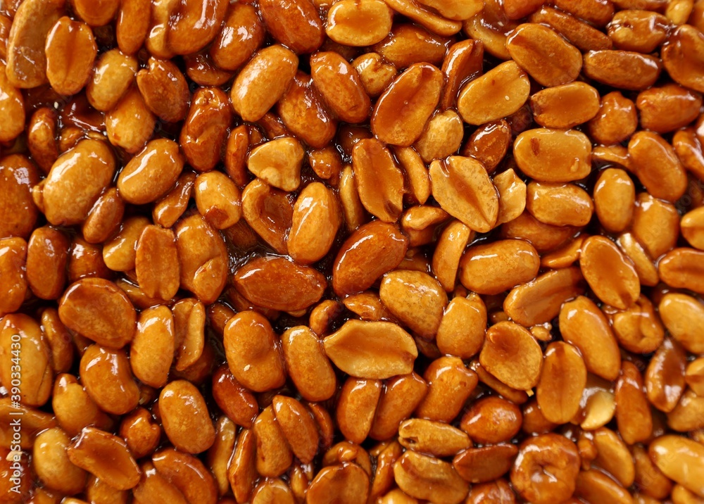 Croccante, a traditional italian peanut brittle.     Top view, background and texture.