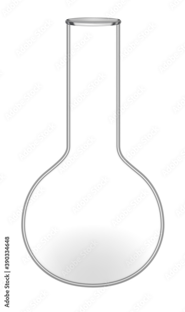 Laboratory flask round bottom glass isolated on white Laboratory flask round bottom glass isolated on white