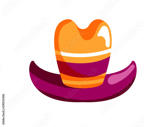 Colorful clown hat with brim isolated on white background