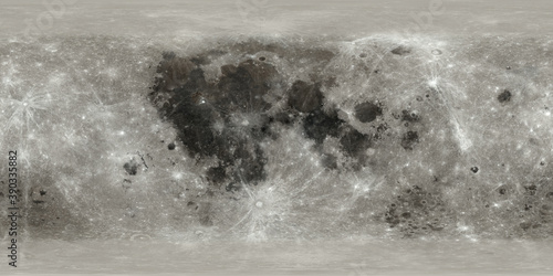 Fototapeta Naklejka Na Ścianę i Meble -  Moon map in a cylindrical projection for spherical texture mapping.  Elements of this image furnished by NASA's Goddard Space Flight Center Scientific Visualization Studio.