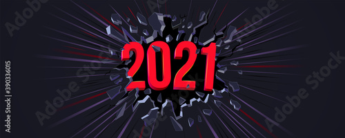 2021 New Year greeting card. Flyer, poster, invitation or banner for New Year's 2021