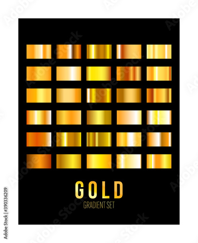 Gold gradient mesh material set isolated on black background