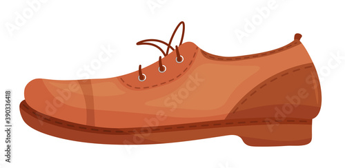 Laced-up leather shoe unisex model on white background