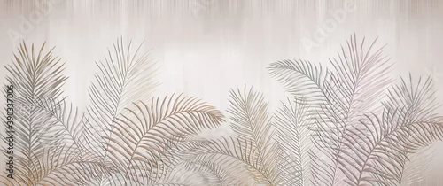 Obraz cienkie liście palmy na teksturowym tle