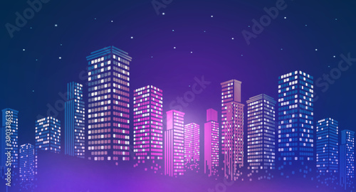 Color gradient city night scene background image  illustration background  illustration rendering