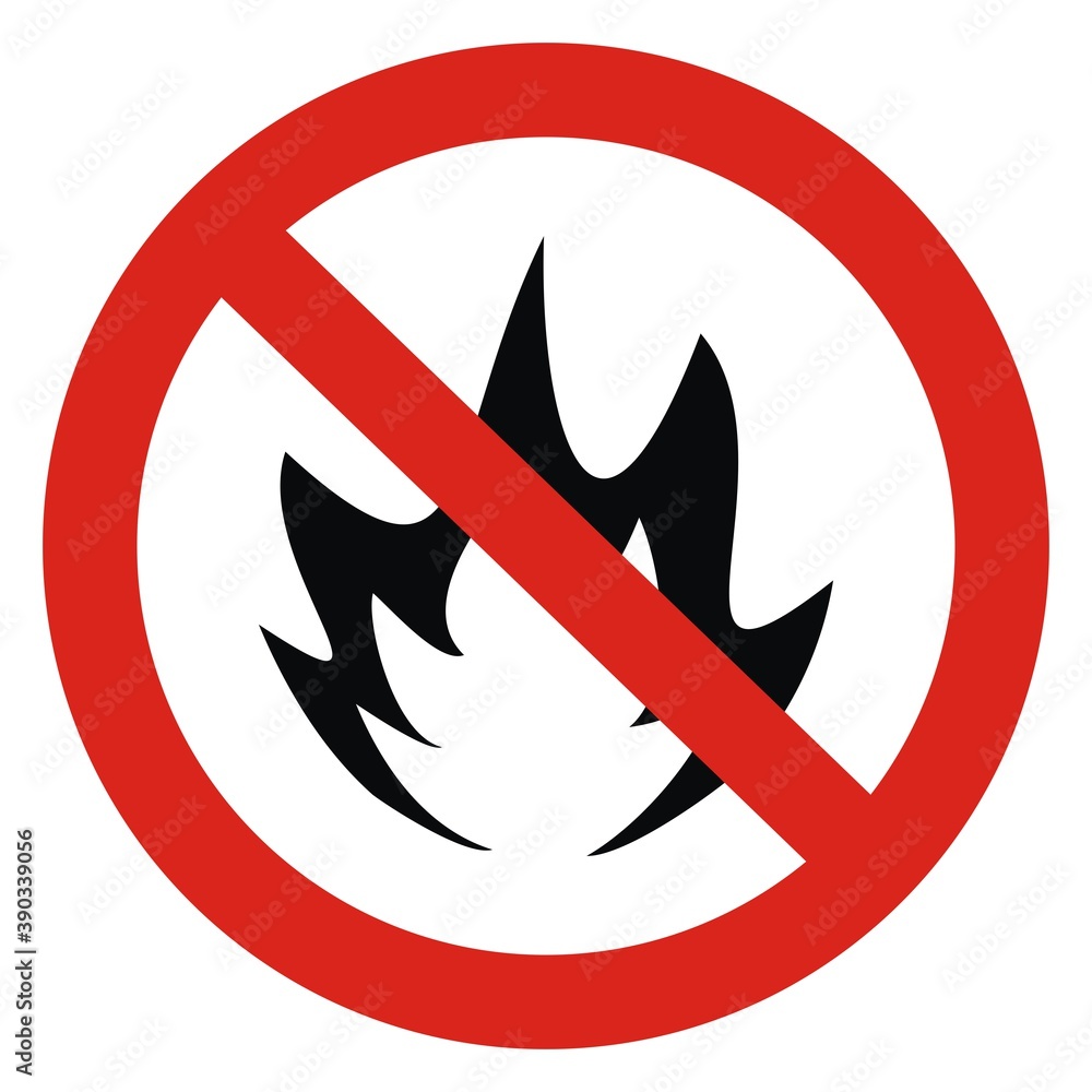 No fires, vector sign at red circle frame No fires, vector sign at red circle frame