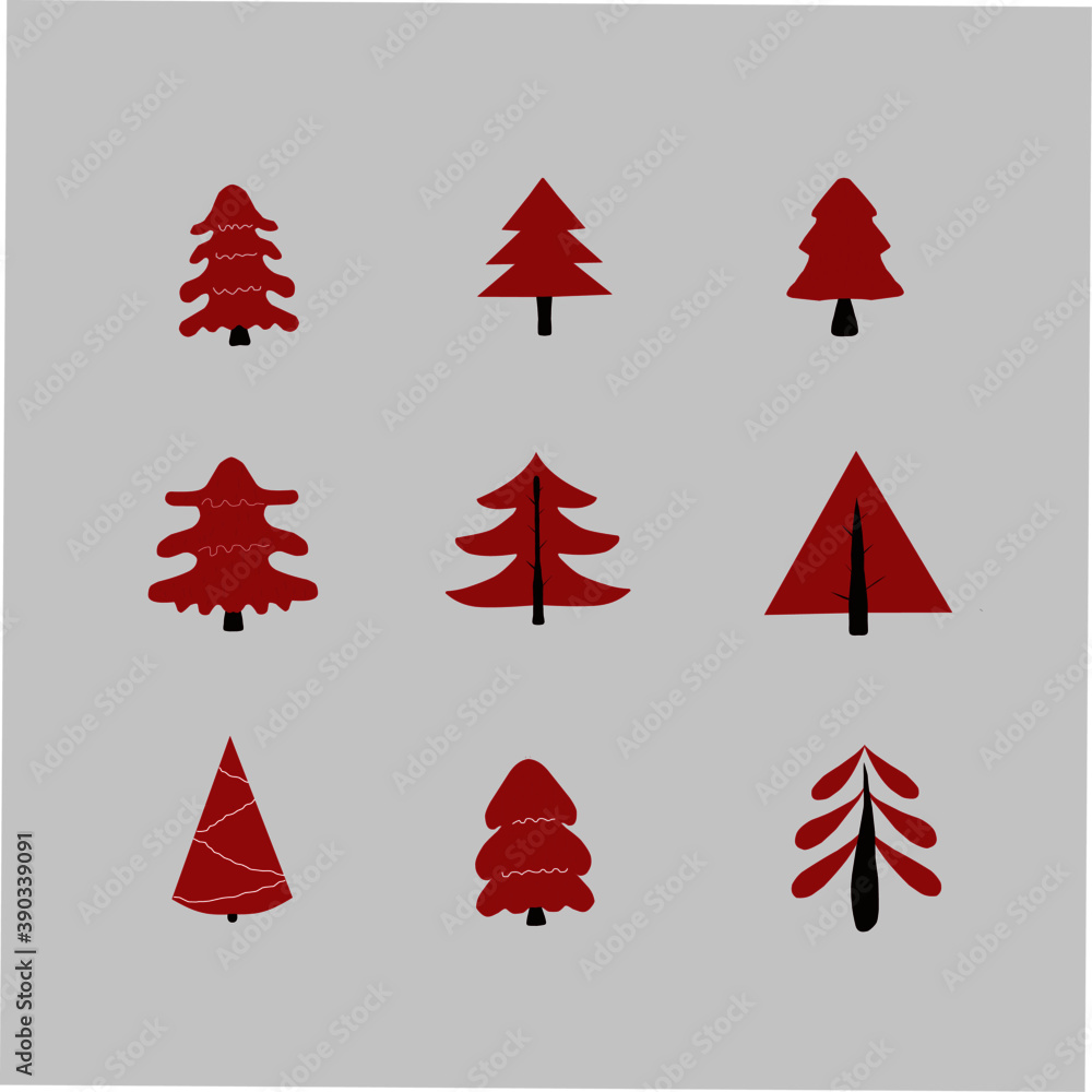 Set of hand drawn Christmas trees Set of hand drawn Christmas trees