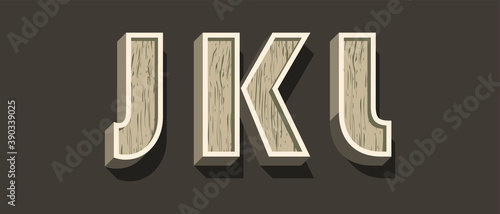 High Quality Wooden Alphabet with Shadows on Dark Background . Isolated Vector Elements