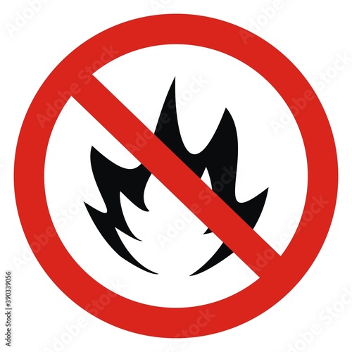 No fires, vector sign at red circle frame