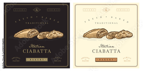 Ciabatta bakery logo vintage illustration